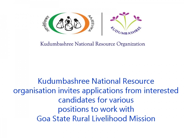 Kudumbashree NRO invites applications for various positions in GSRLM